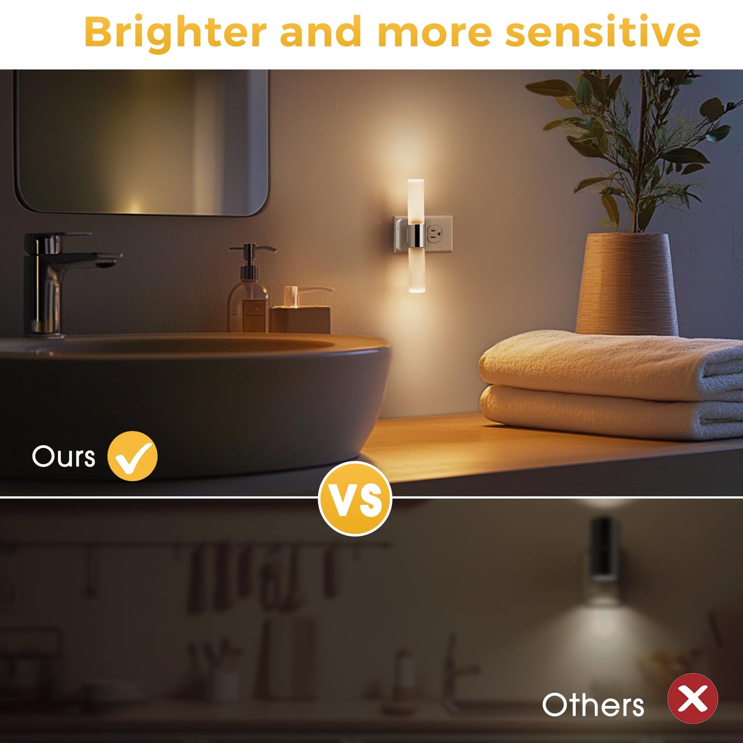 L LOHAS LED Night Light,Dimmable Night Lights Plug into Wall, 2 Pack Acrylic Nightlights with 0-100 LM Adjustable Brightness, 3000K Plug in Night Light with Dusk to Dawn Sensor, for Bathroom Hallway