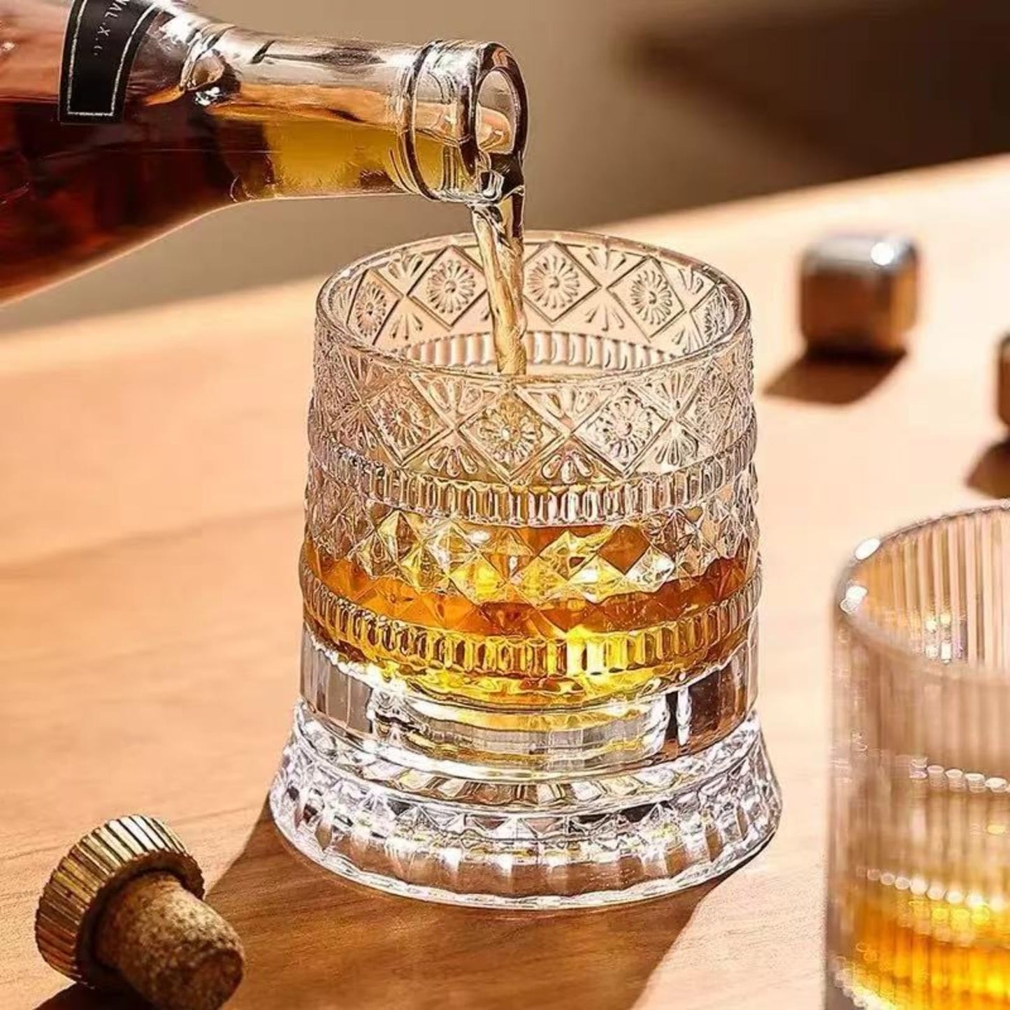 ZFMF Whiskey Glass 360-Degree Rotating Base Classic Cocktail Glass, Suitable For Bourbon And Scotch Whiskey, Tilt-Proof Stress Relief Barware, Ideal Gift For Men, Fathers, Husbands, And Grandfathers