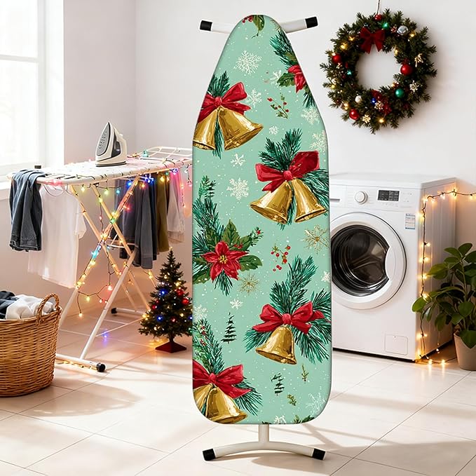 Nuxovilar Ironing Board Covers Winter Bells and Poinsettia Pattern Polyester