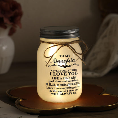 Daughter Gifts from Mom - to My Daughter Mason Jar Night Lights, Daughters Birthday Gifts from Mom and Dad, Wedding Gift Graduation Gift for Daughters