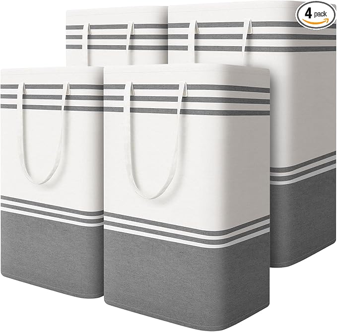 4 Pack Large Laundry Baskets, Laundry Hampers, Freestanding Waterproof