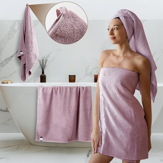 SEMAXE Purplish Red Bathroom Towel, 100% Cotton Bath Towel