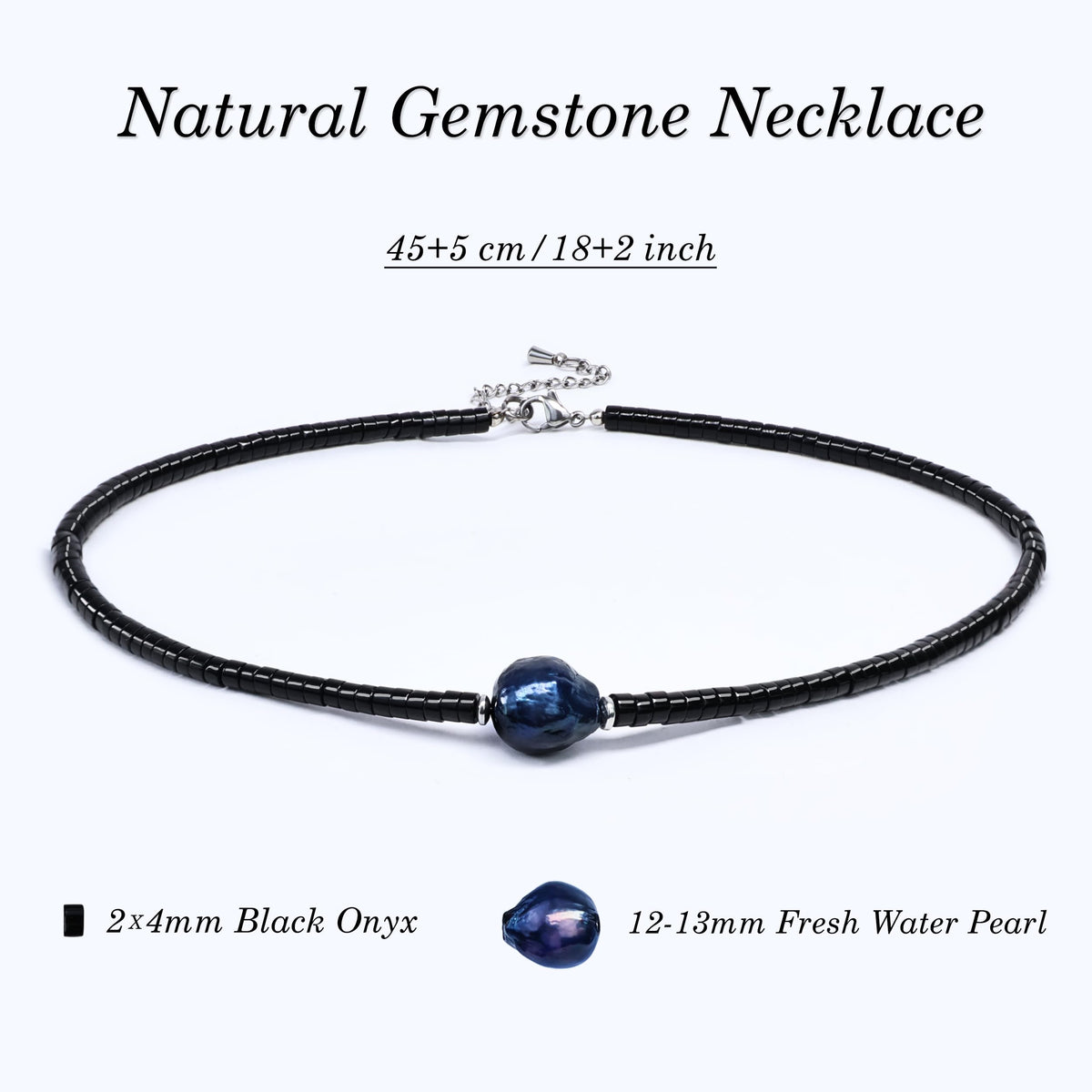 TIYO Mens Necklace Black Pearl Pendant Men’s Beaded Necklace for Men Jewelry Beach Surfer Necklaces for Fathers, Boyfriend, Husbands Gifts (01 black, 18")