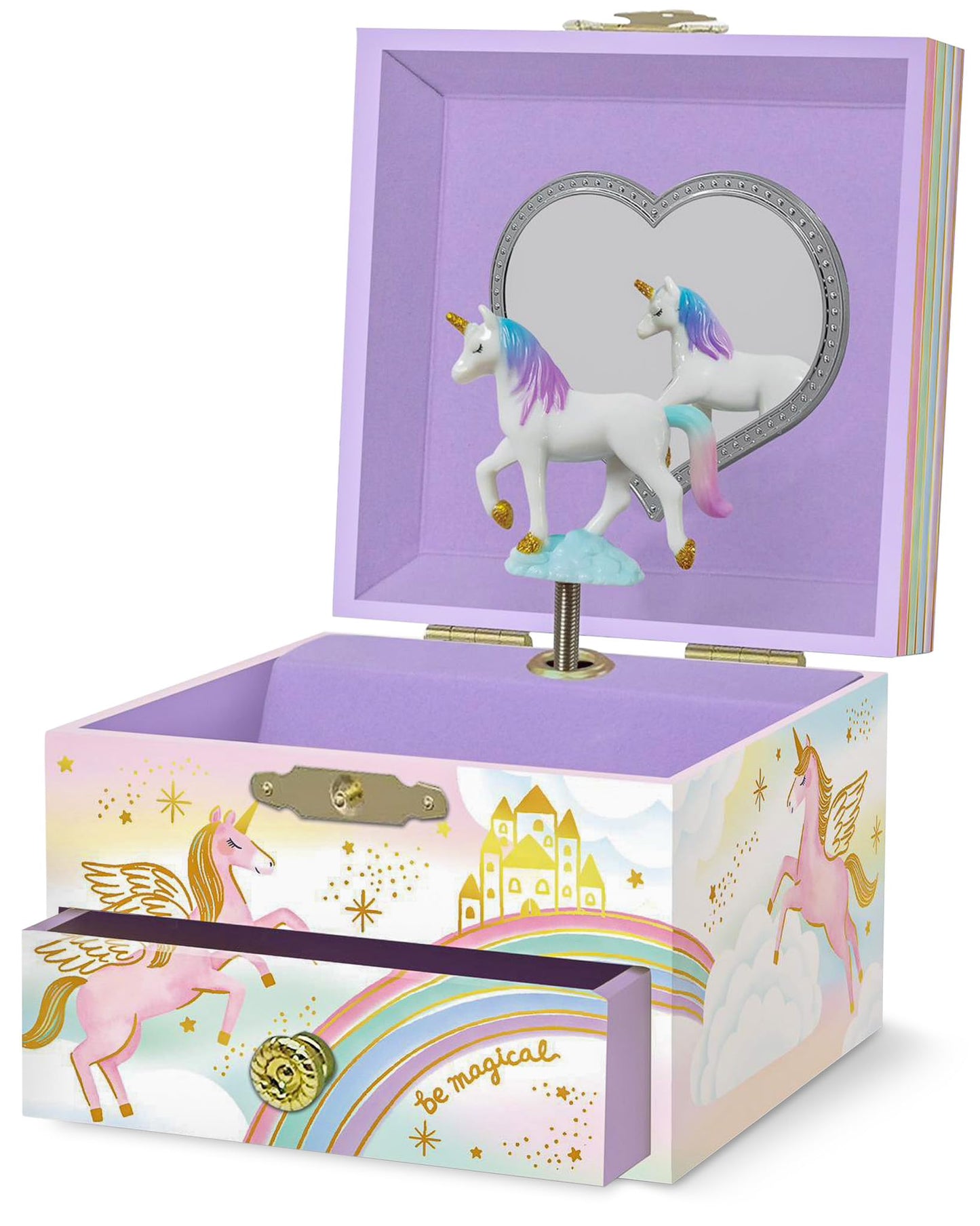 Musical Unicorn Jewellery Box for Girls - Kids Dancing Unicorn Music Box with Mirror, Unicorn Gifts for Little Girls, Jewellery Boxes, Childrens Birthday Gift, Ages 3-10