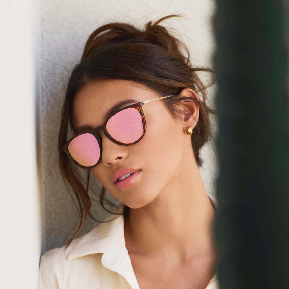 WearMe Pro Women's Round Sunglasses with Polarized UV Protection, Trendy Retro Designer Style (Tortoise Frame/Mirror Pink Lens)