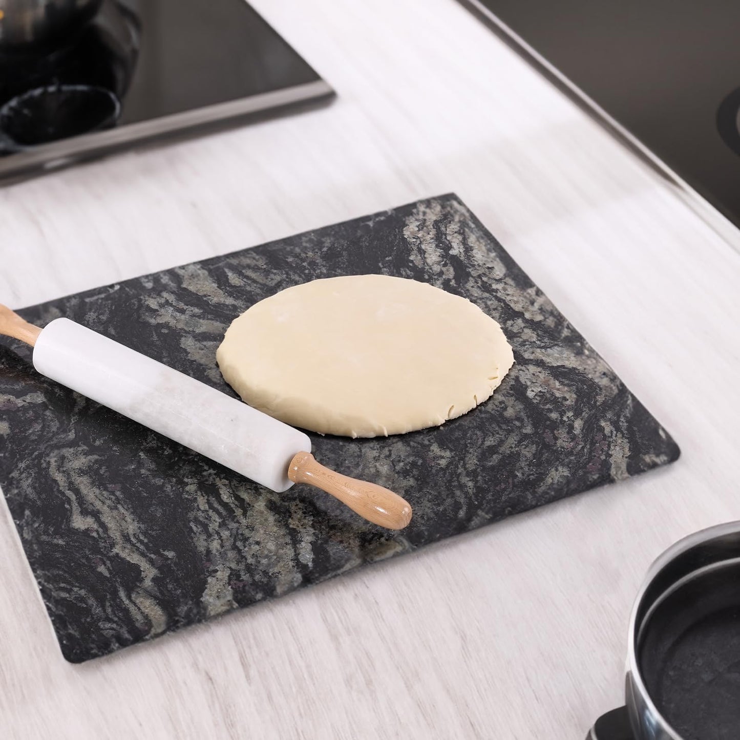 Koville Brazilian Natural Granite Cutting Board for Kitchen, 16x20inch Extra Large Hand Crafted Stone Slab for Cheese, Charcuterie, Pastry Board - Wedding Gift, House Warming Gift