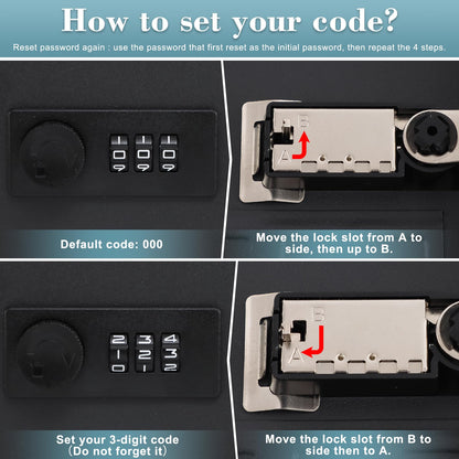 KYODOLED 20 Key Storage Lock Box with Code, Key Cabinet Organizer Wall Mount with Combination Lock, Hooks & Labels for Home, Office & Rental Properties, 7.87 x 6.3 x 3.14 in, Black