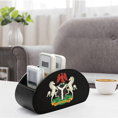 Coat of Arms of Nigeria Remote Control Holder with 5 Compartments Caddy Desktop Organizer for Home Office