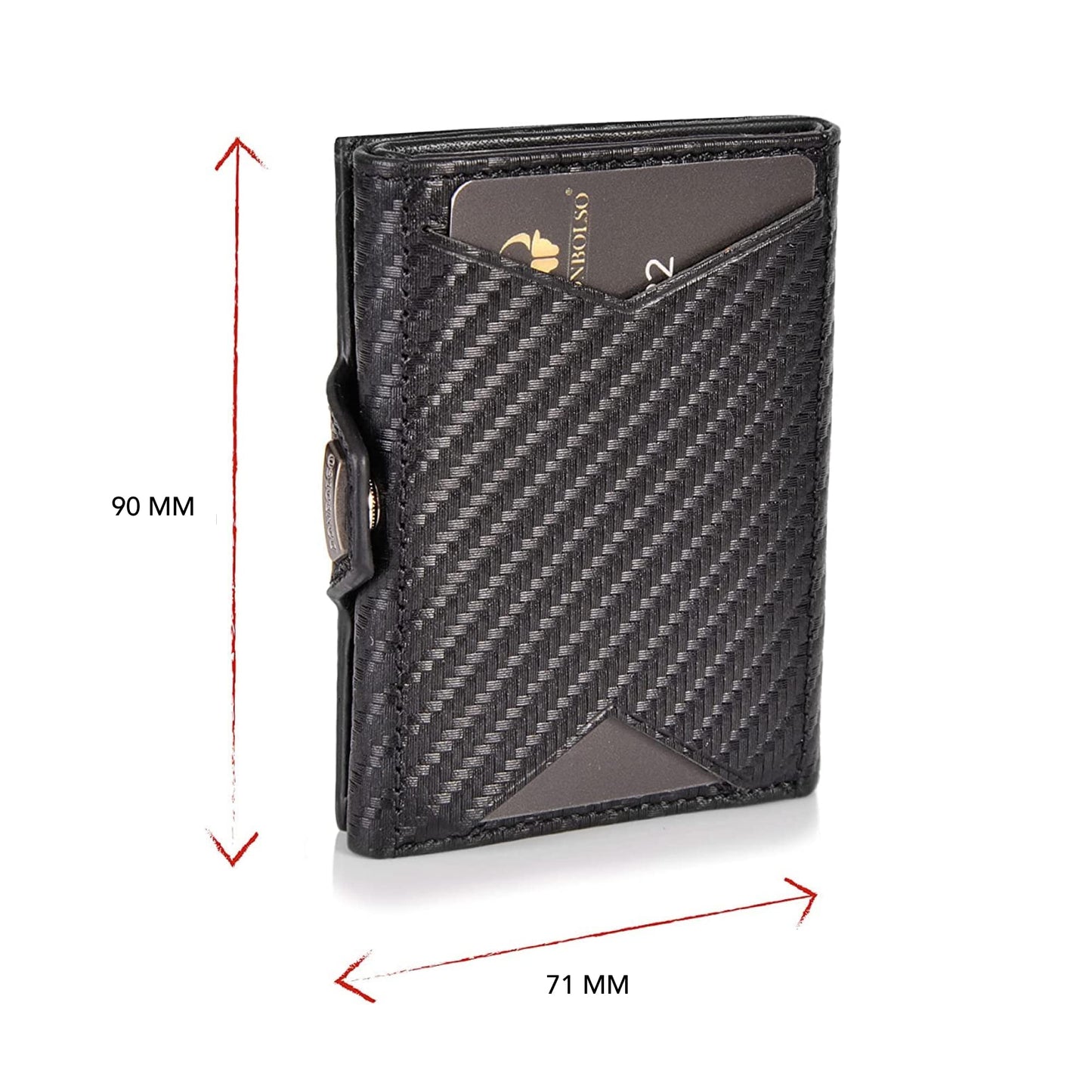 DONBOLSO Wallet NextGen I Modern Slim Wallet with Coin Pocket I Trifold Purse with RFID Protection I up to 11 Cards I Genuine Leather Credit Card Holder for Men and Women I Carbon Fibre