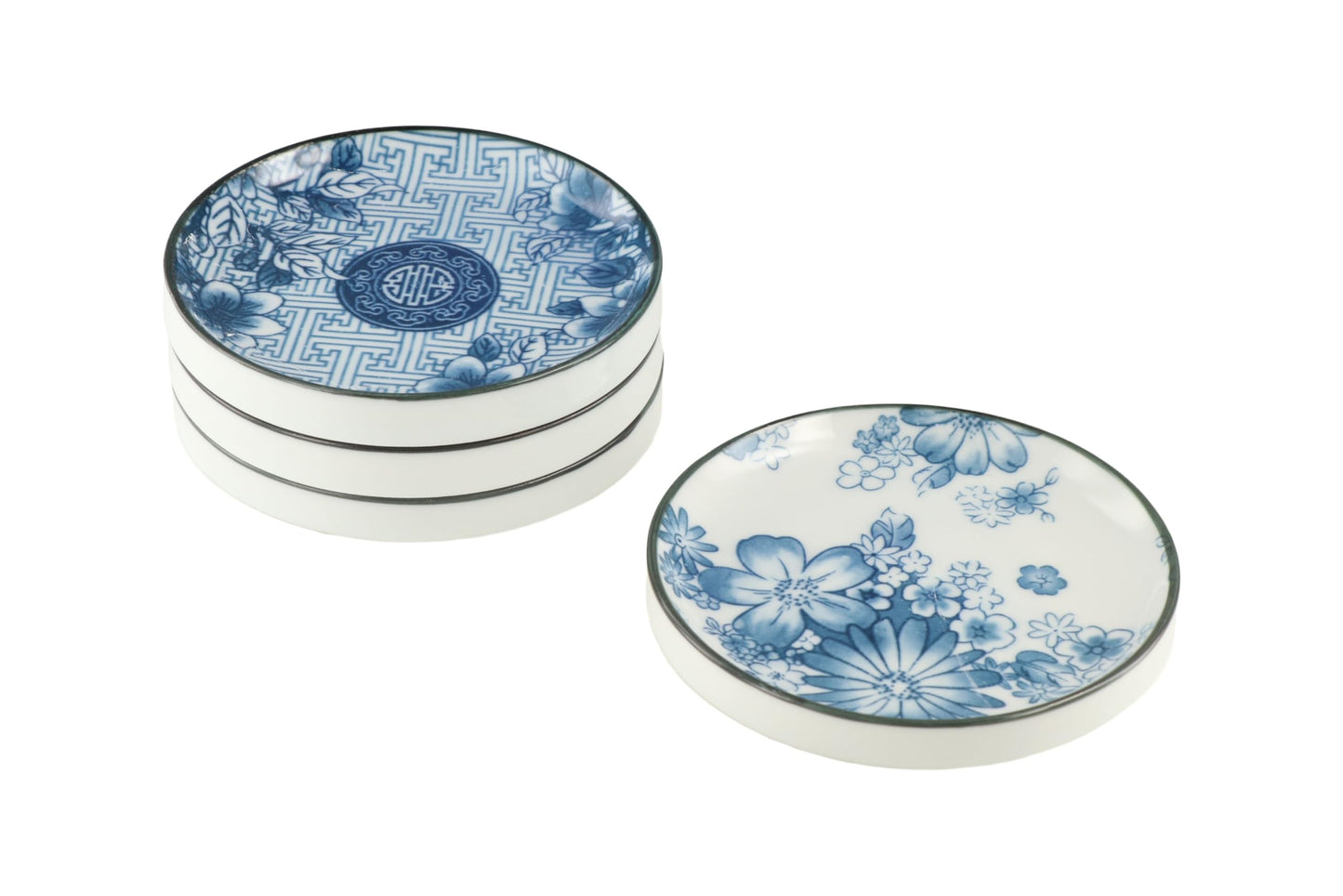 zaoalife 4pcs Japanese Porcelain Side Dish Ceramic Side Dishes Bowl Ceramic Appetizer Plates Seasoning Dishes Dipping Bowls for Seasoning, Sushi, Appetizer, Vinegar, Ketchup, BBQ