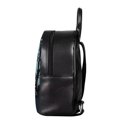 Showudesigns Halloween Backpack Purse for Women Mini Backpacks Black Cat Pu Leather Zipper Closure Shoulder Bags Casual Tote Bag Lightweight Tote Bag Daypack Rucksack Cute Ghost Handbag