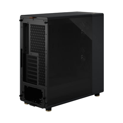 Fractal Design North Charcoal Black Tempered Glass Dark - Wood Walnut front - Glass side panel - Two 140mm Aspect PWM fans included - Type C USB - ATX Airflow Mid Tower PC Gaming Case