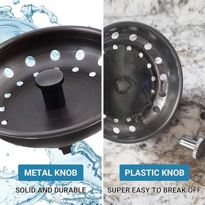 KONE Kitchen Sink Stopper and Strainer 2 Pack Oil Rubbed Bronze Sink Basket