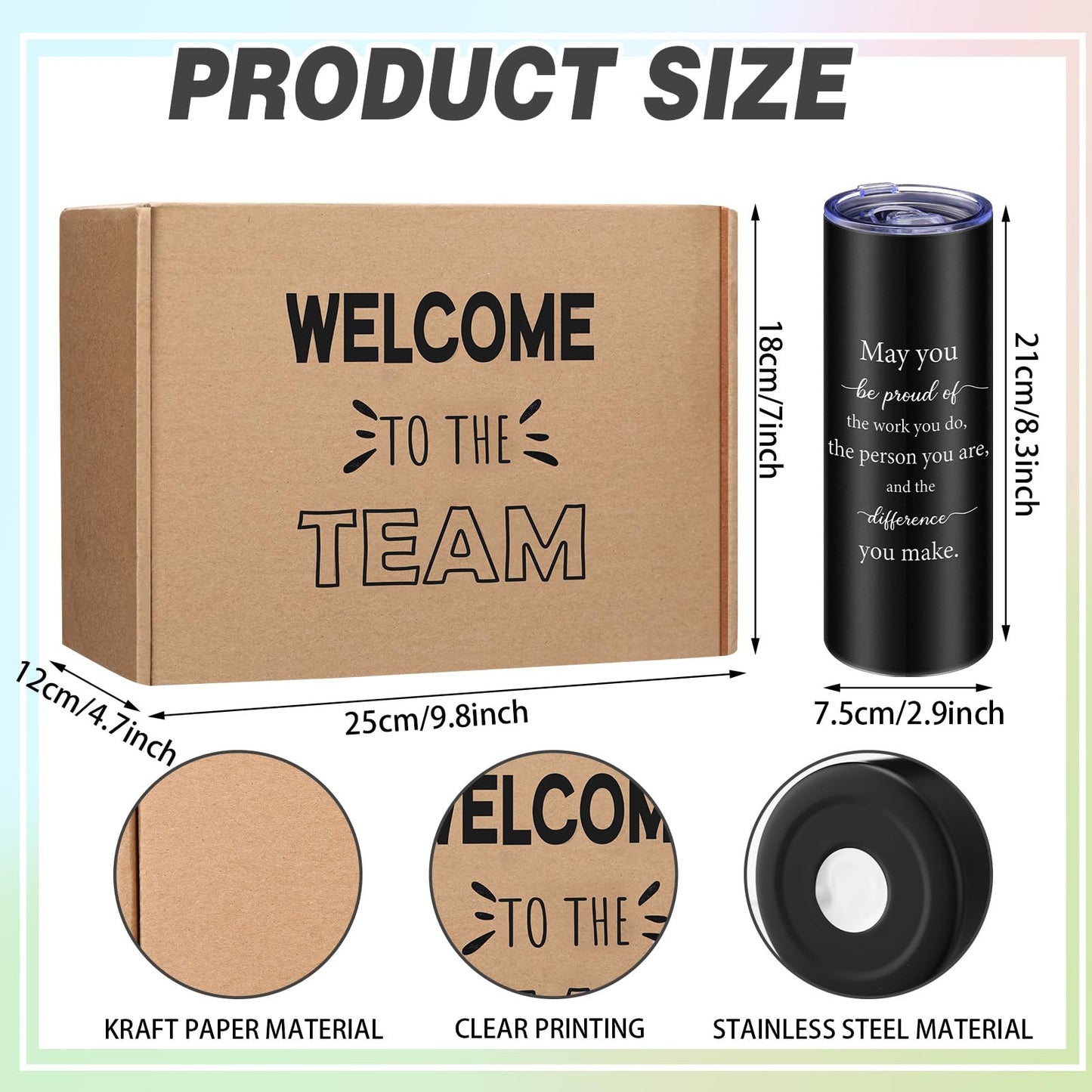 Teenyyou 7 Pcs New Employee Welcome to The Team Gift Set for Him or Her Welcome to The Team Gift Box Holiday Gifts Include 20oz Tumbler Notebook Pens and Sticky Note for New Employee Worker(Black)