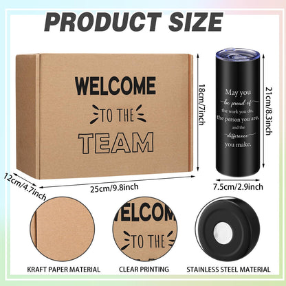 Teenyyou 7 Pcs New Employee Welcome to The Team Gift Set for Him or Her Welcome to The Team Gift Box Holiday Gifts Include 20oz Tumbler Notebook Pens and Sticky Note for New Employee Worker(Black)
