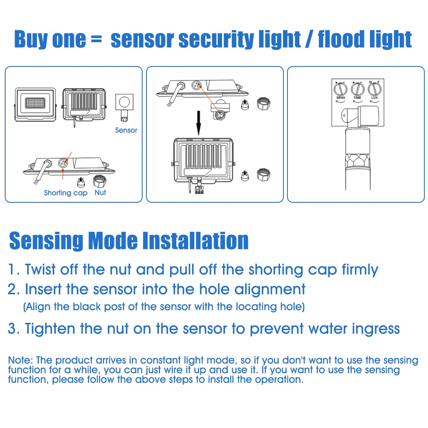 loyal Security Lights Outdoor Motion Sensor, 100W PIR Sensor Security Light Detachable 9000LM 6500K Cold White LED Outdoor IP65 Waterproof Floodlight for Garage Garden