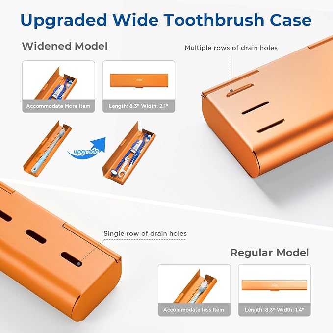 Wider Aluminum Toothbrush Travel Case, Portable Travel Toothbrush Holder