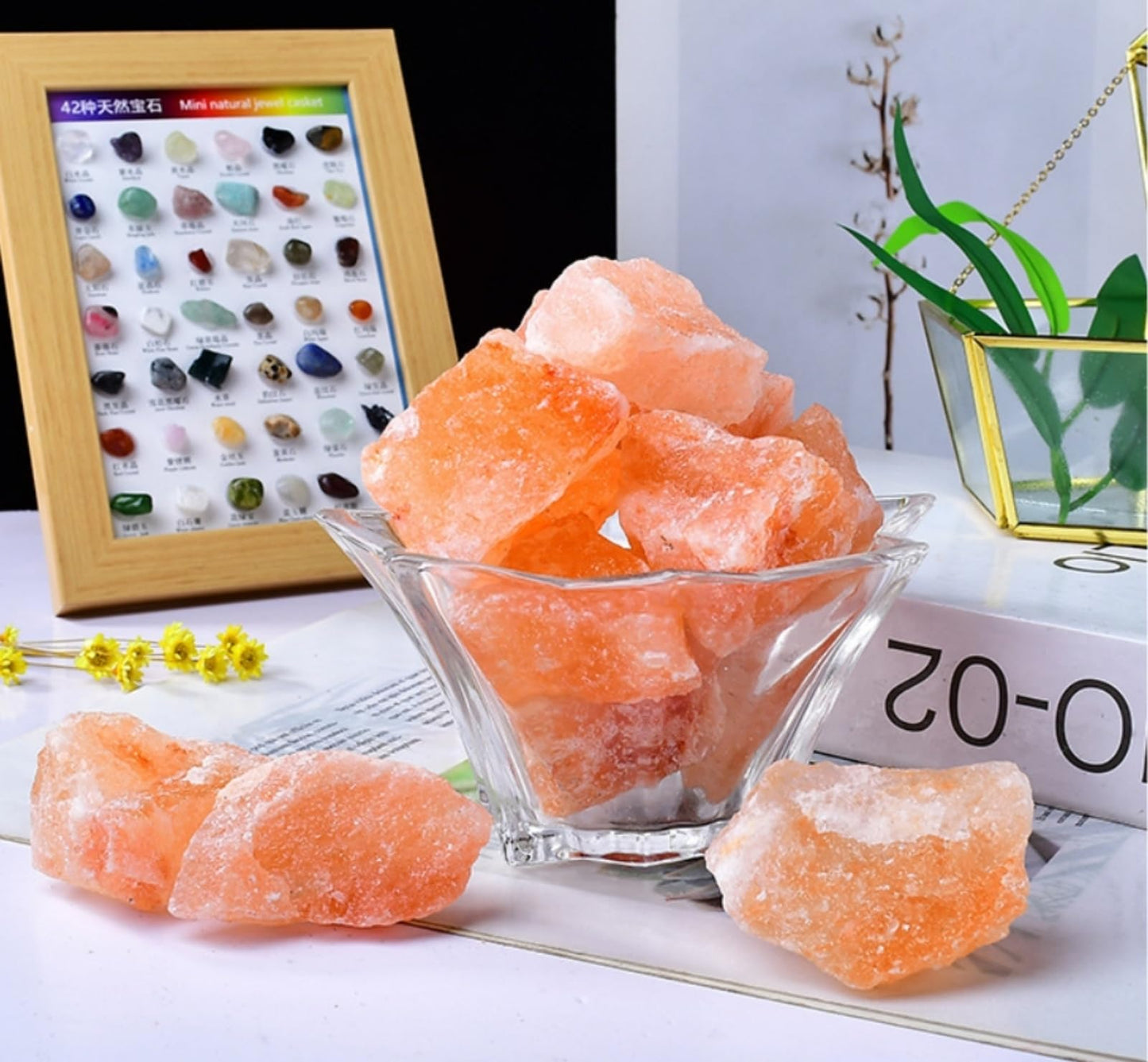 Natural Himalayan Salt Stone Raw Crystals, Large 1.25-2.0" Healing Crystals Natural Rough Stones for Tumbling, Cabbing, Fountain Rocks, Decoration, Polishing, Wire Wrapping, Wicca & Reiki DIY