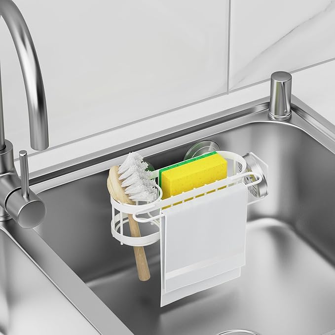 Cisily Kitchen Sink Caddy Sponge Holder in The Sink, Stainless Steel Kitchen