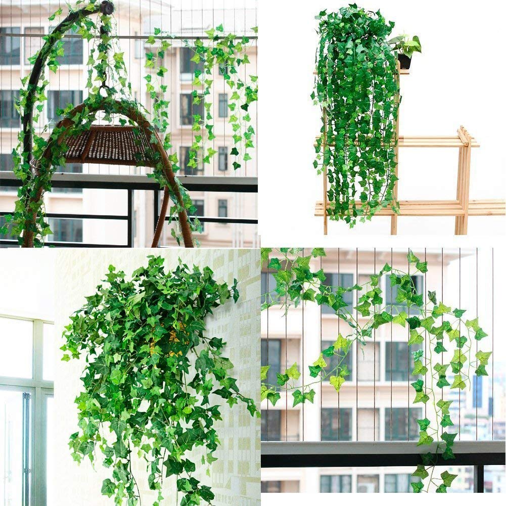 12 Pack 84 Ft Artificial Garland Fake Foliage Artificial Ivy Vine Ivy Leaves Garland Artificial Hanging Plants Wedding Garland for Home Decor Indoor Outdoors Wedding Wall Decor (Ivy Leaves)