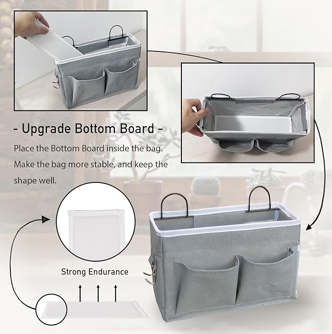 3pcs Middle Wall Hanging Organizer Bag, Linen Fabric Door Hanging Storage Basket