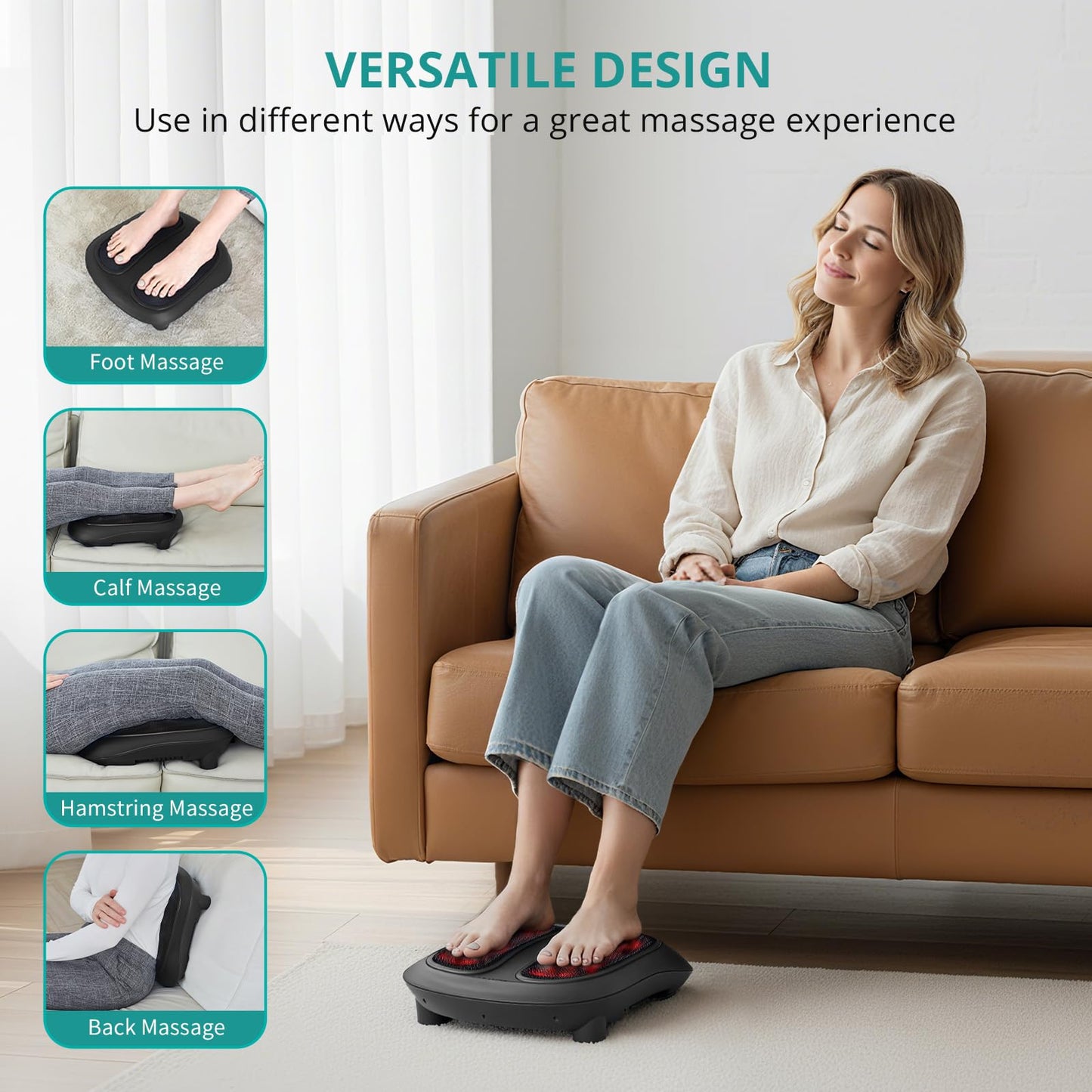 Nekteck Foot Massager with Heat, Shiatsu Heated Electric Kneading Foot Massager Machine for Neuropathy, Plantar Fasciitis, Feet Massage for Pain Relief, Circulation, Ideal Gifts for Man Woman Her Him