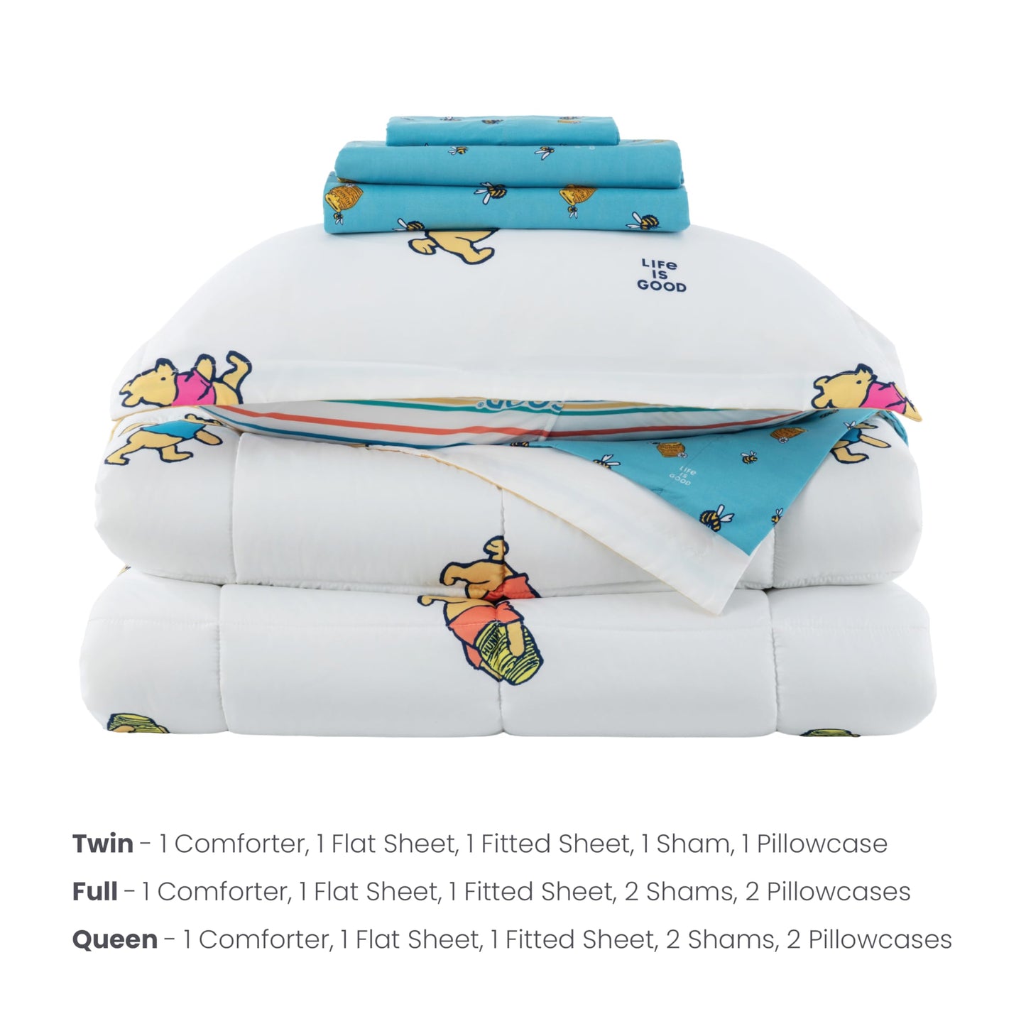 Berkshire LIG Printed Reversible Microfiber Comforter Set–5-Piece, Ultra Soft All-Season Bedding for Kids, Wrinkle & Fade Resistant, Twin, Dancing White