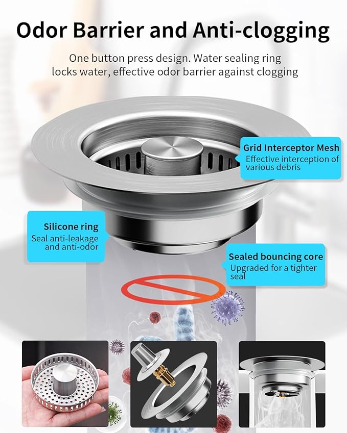 3 in 1 Kitchen Sink Drain Strainer Anti-Clogging Kitchen Sink Drain Stopper