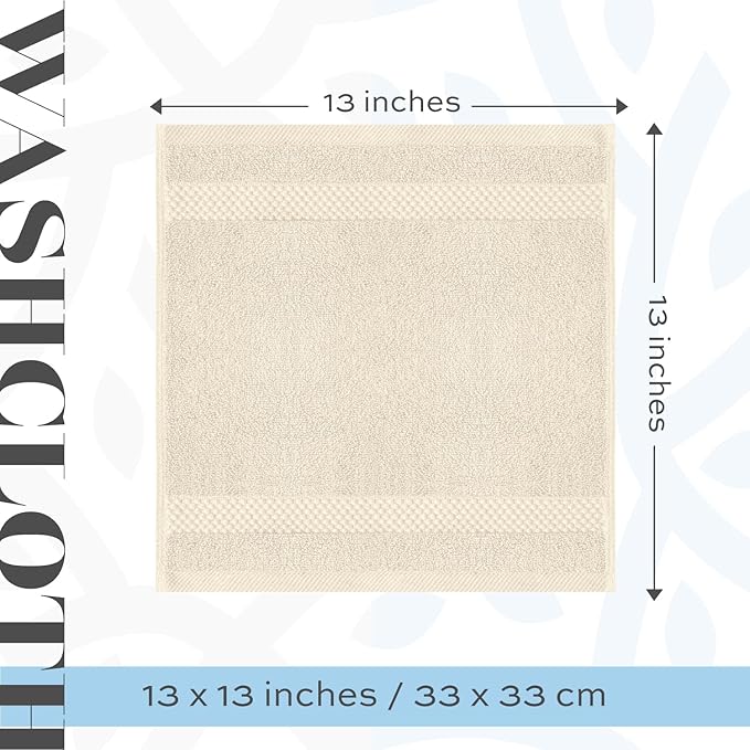 White Classic Luxury Cotton Washcloths 13x13 Inch
