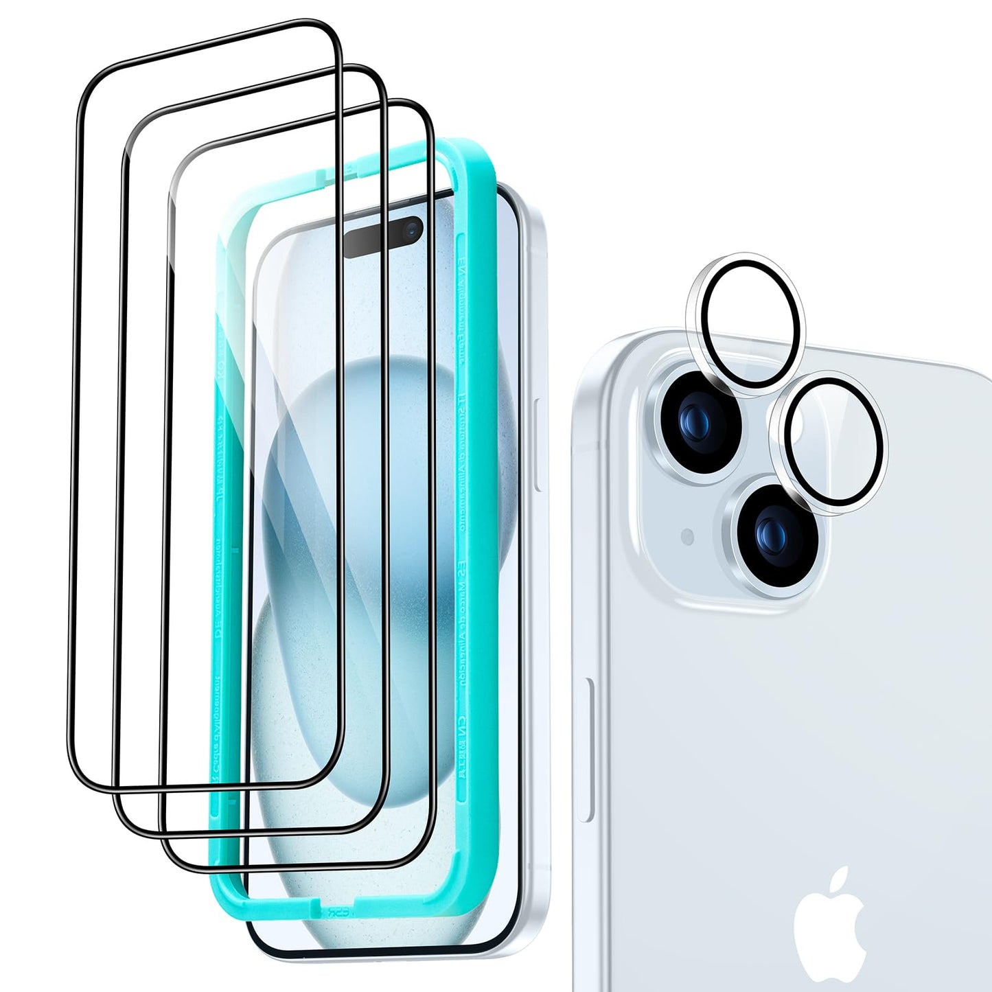 ESR 3 Pack for iPhone 15 Pro Max Screen Protector, [9H Hardness] [Military Grade Shatterproof] Full Coverage Tempered Glass Film with Easy Installation Tool, HD Clear, Scratch Resistant