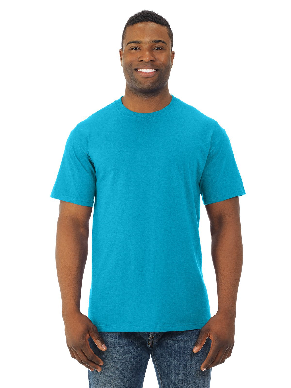 Fruit of the Loom Men's Short Sleeve Crew Tee, Medium - Turquoise Heather