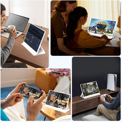 AYY Portable Monitor for Laptop 15 Inch, FHD 1080P USB-C HDMI Travel Monitor External for Computer, Second Display HDR IPS Gaming Monitor Extender for PC MAC Phone PS4/5 Xbox Switch, Built-in Speakers
