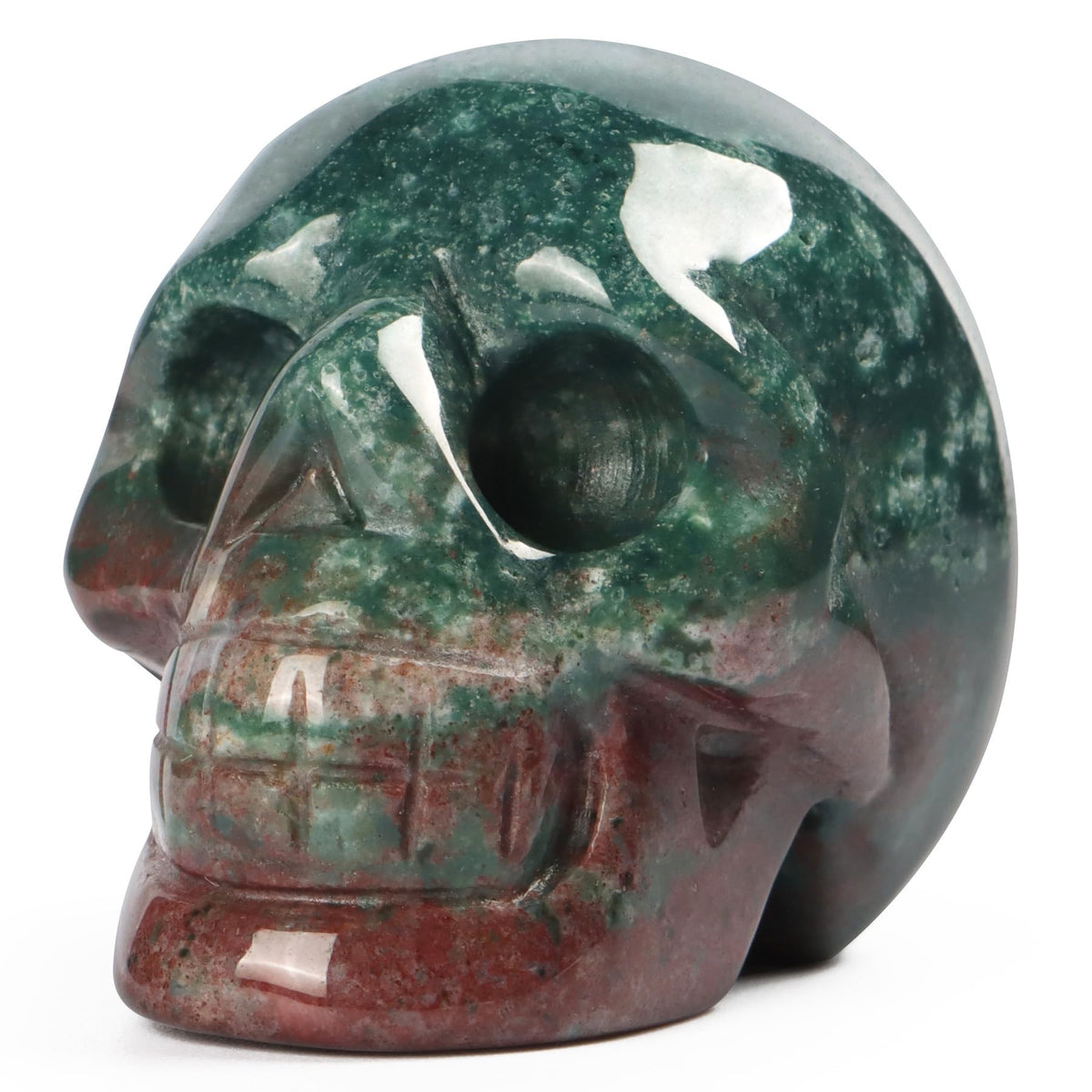 Artistone Ocean Jasper Hand Carved Crystal Skull Statue for Halloween Decoration Spiritual Healing Stone 2 Inch