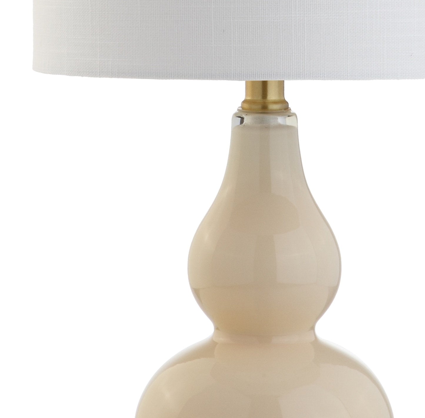 JONATHAN Y 20.5" Ivory Glass Table Lamp, Modern Gourd Bedside Nightstand Lamp for Bedroom, Living Room, White Linen Shade, LED Bulb Included (JYL1028B)