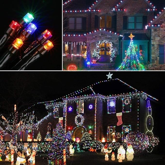 Minetom 205Ft Christmas String Lights, 600 LEDs Twinkle Christmas Tree Lights String- 8 Lighting Modes Fairy Lights for Christmas Trees Indoor Outdoor Holiday, Multicolor