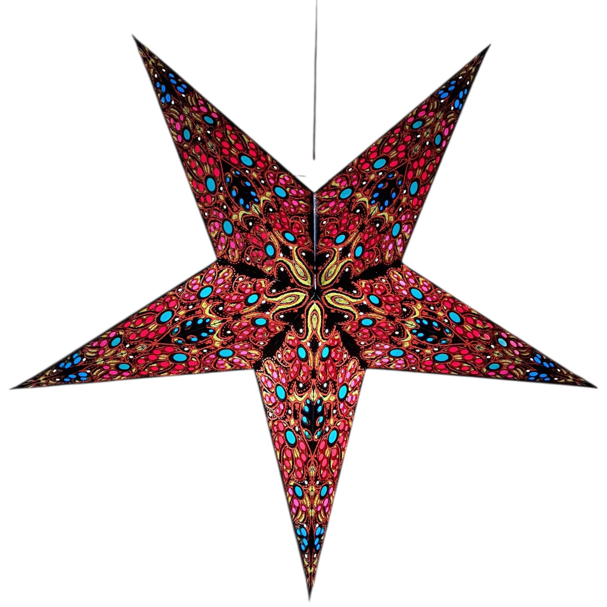 YEPSIO Lantern Lampshade Paper Star Light Shades Large 60cm Hanging Decorations for Christmas Wedding Home Decoration Birthday Party Foldable 5 Pointed Star (Black, Rust, Blue)