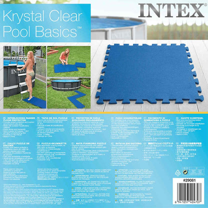 INTEX | Interlocking Padded Floor Protector | 8 interlocking tiles measuring 50x50cm each | Ideal for protection and cushioning around your pool or play area | Blue