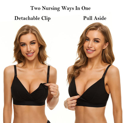 Pumping Bra Hands Free Breast Pumps Bra Nursing Bra Adjustable Wireless Comfortable Pumping and Nursing Bra Fits Breast Pumps, Small-XX-Large (Black, X-Large)