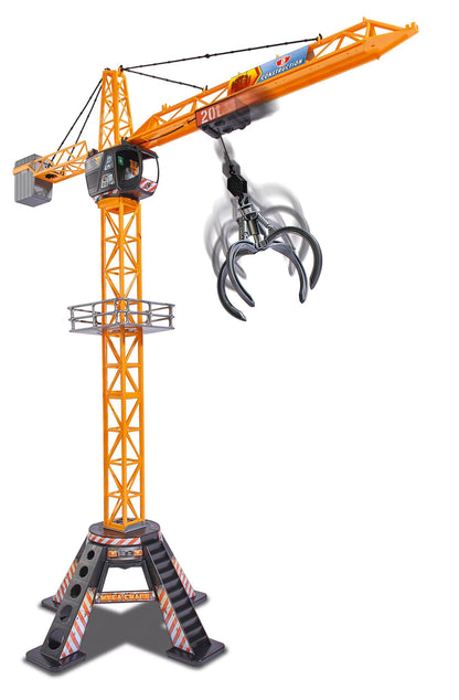 Dickie Toys Remote Control Crane Toy | Rotating Cabin with Working Winch & 250-degree Movement | Extensive Accessories | Height 120cm | Ages 3+