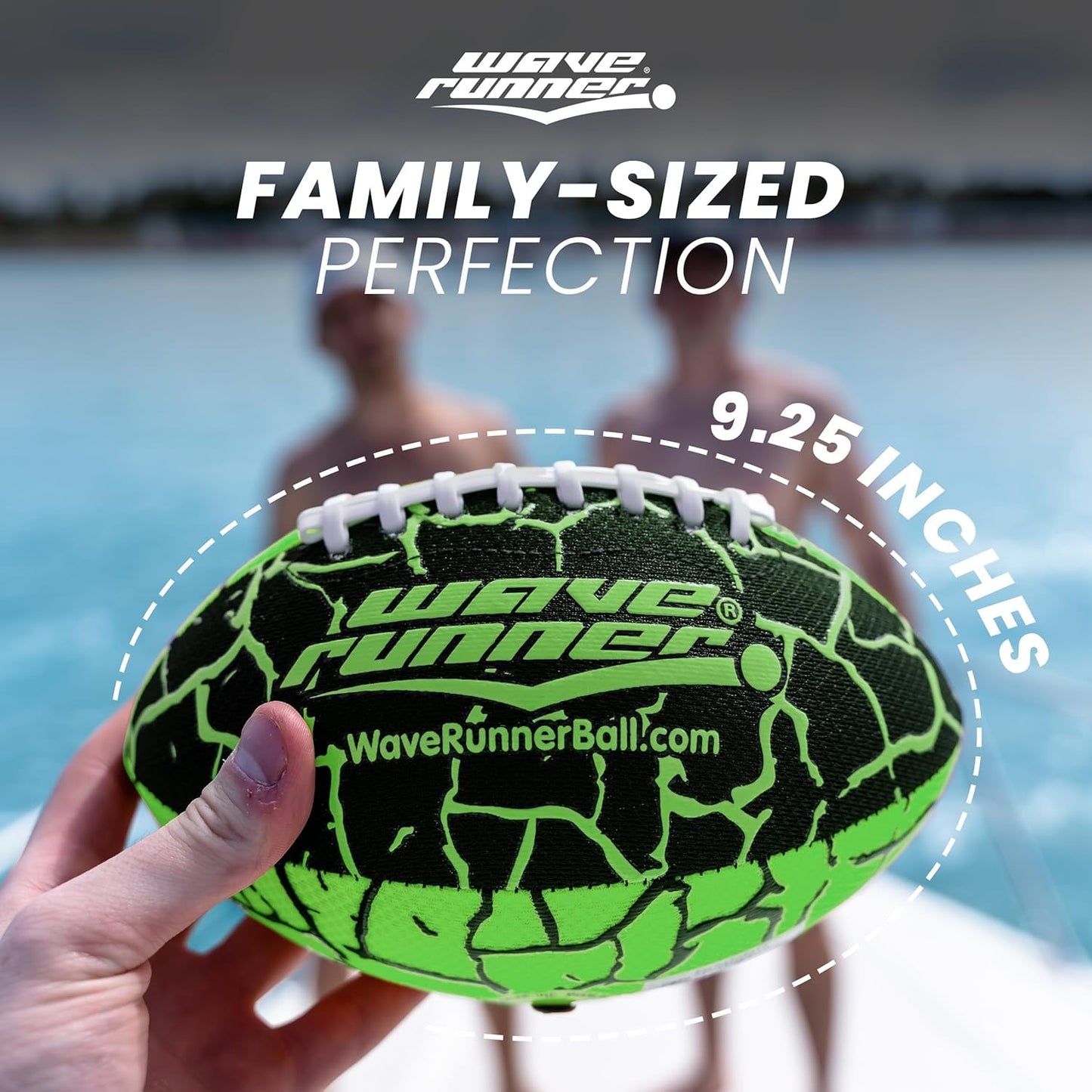 Wave Runner Grip It, Size 9.25in - Water Football, Beach Toys, Kids Outdoor Games for Summer | Pool Toys Football - Special Grip Pattern, Double Laced, Lightweight, All Weather Fun Water Toy