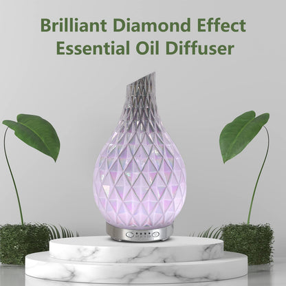 MAXWINER Essential Oil Diffusers Ultrasonic 3D Glass Aromatherapy Diffuser, Auto Shut-Off, Timer Setting, 7 Colors LED Lights Changing for Home, Office, Spa 120ml