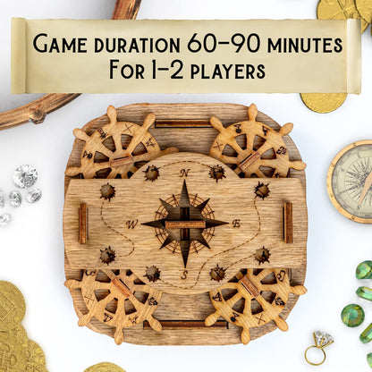 iDventure Cluebox - Davy Jones Locker - Escape Room Puzzle Box - 3D Wooden Puzzle for Adults - Brain Teaser - Birthday Gift for Men - Money Box