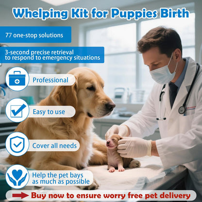 Ywingda Whelping Kit for Puppies Birth - Reusable Birthing with 77Piece,Birthing Essentials with Emergency Whelping Supplies,Kitten Bottle Feeding kit for New Born Puppy Supplies and Kitten