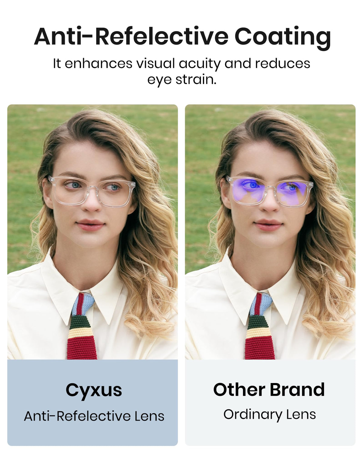 Cyxus Clear Blue Light Glasses for Women Men Reduce Eye Strain UV Blocking for Computer Screen