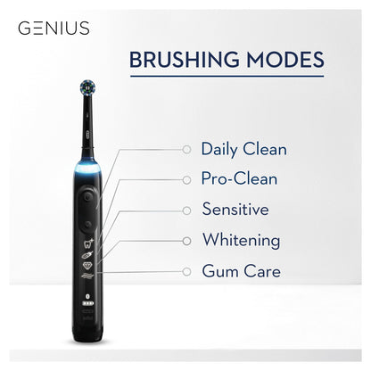 Oral-B Genius Electric Toothbrush with Artificial Intelligence, Gifts For Women / Men, App Connected Handle, 3 Toothbrush Heads & Travel Case, 5 Modes, Teeth Whitening, 2 Pin UK Plug, 8000