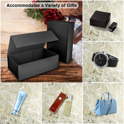 Gift Boxes Black with Magnetic Closure Lid 10" X 6" X 3" Gift Boxes for Presents,Luxury for Gift Packaging, Bridesmaid Gifts Box,Birthday Gift Box,Christmas Gift Box(5PCS)