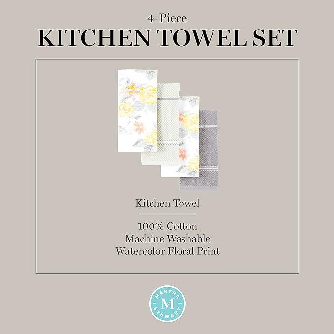 Martha Stewart Amber Floral Kitchen Towel Set 4-Pack