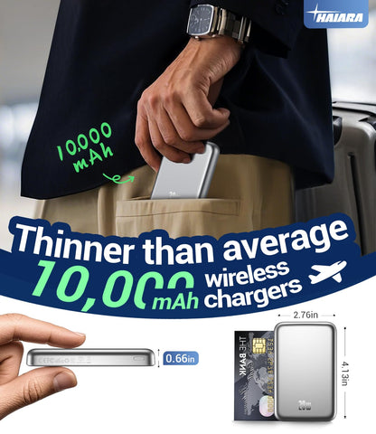 for Magsafe Battery Pack, 10000mAh Magnetic Portable Charger with USB-C 20W Fast Charging, Slim & Lightweight Wireless Power Bank for iPhone Air/17/16/15/14/13 Series, for Travel Cruise Essentials