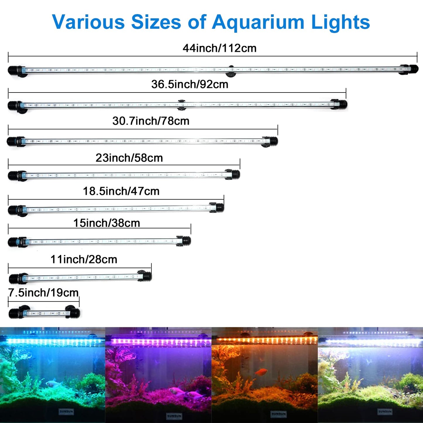 VARMHUS Submersible LED Aquarium Light,Fish Tank Light with Remote Controller&APP Control,DIY Full Spectrum Optional Color&Intelligent Timing and Dimming,29 Light Modes and 4 Music Modes RGB-28cm