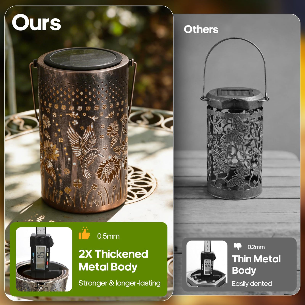 Solar Lanterns Outdoor Waterproof Christmas Gifts Hummingbird Sunflower Garden Decor, Best Gifts for Mom Women Grandmom, Hanging Metal Lantern Lights for Patio, Pathway, Yard, Landscape, Lawn